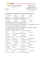 Đề thi học kỳ 1 môn tiếng Anh lớp 12 trường THPT Phan Ngọc Hiển, Cà Mau năm học 2015 - 2016