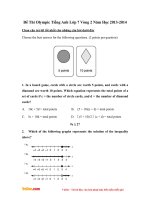 Đề thi Olympic Tiếng Anh lớp 7 vòng 2 năm 2013 - 2014