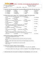 Đề thi học kỳ 1 môn Tiếng Anh lớp 11 trường THPT Ngô Gia Tự, Hà Nội năm học 2016 - 2017