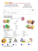 Đề thi học kỳ 1 môn tiếng Anh lớp 4 trường Tiểu học Đoàn Thị Nghiệp, Tiền Giang năm học 2015 - 2016 có file nghe và đáp án