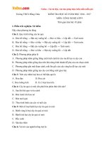 Đề thi học kì 1 môn Công nghệ lớp 9 trường THCS Hồng Châu, Hưng Yên năm học 2016 - 2017