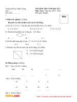 Đề thi học kì 1 môn Toán lớp 1 trường tiểu học Hiệp Cường năm 2015 - 2016