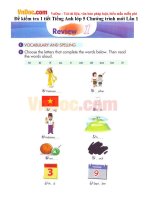 Đề kiểm tra 1 tiết môn Tiếng Anh lớp 5 Chương trình mới Lần 1