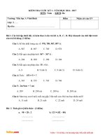 Đề thi học kì 1 môn Toán lớp 3 trường tiểu học Vĩnh Bình năm 2016 - 2017