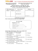Đề thi học kì 1 môn Tiếng Anh lớp 7 tỉnh Thái Nguyên năm 2013 - 2014 (Chương trình thí điểm) có đáp án