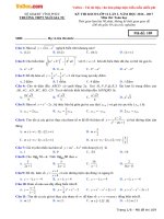 Đề thi thử THPT Quốc gia năm 2017 môn Toán trắc nghiệm trường THPT Ngô Gia Tự, Vĩnh Phúc (Lần 1)