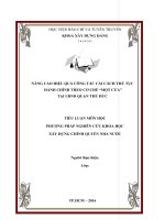 NÂNG CAO HIỆU QUẢ CÔNG TÁC CẢI CÁCH THỦ TỤC  HÀNH CHÍNH THEO CƠ CHẾ “MỘT CỬA”  TẠI UBND QUẬN THỦ ĐỨC