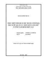 Thực hiện mối quan hệ đảng lãnh đạo, nhà nước quản lý, nhân dân làm chủ ở tỉnh nam định hiện nay TT 
