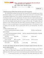 Đề kiểm tra 1 tiết HK1 Tiếng Anh lớp 10 Lần 2