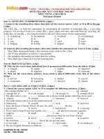 Đề thi học kỳ 1 môn tiếng Anh lớp 8