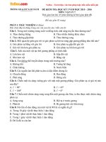 Đề thi học kì 1 môn Vật lý lớp 7 huyện Nam Sách, Hải Dương năm 2015 - 2016