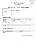 Mẫu phiếu đăng ký dự tuyển công chức thuế năm 2016