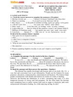 Đề thi học kì 1 môn Tiếng Anh lớp 9 trường THCS Tam Cường, Hải Phòng năm 2015 - 2016 (Đề xuất)