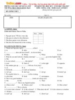 Đề thi học kỳ 1 môn Tiếng Anh lớp 6 trường THCS Trần Hưng Đạo, Đắk Lắk năm học 2016 - 2017 có đáp án