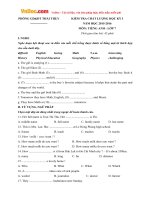 Đề thi học kỳ 1 môn tiếng Anh lớp 7 huyện Thái Thụy, Thái Bình năm học 2015 - 2016