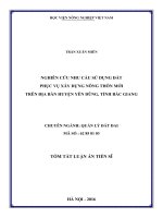 Nghiên cứu nhu cầu sử dụng đất phục vụ xây dựng nông thôn mới trên địa bàn huyện yên dũng, tỉnh bắc giang (tt)