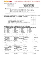 Đề thi học kì 1 môn Tiếng Anh lớp 9 huyện Bình Giang, Hải Dương năm 2014 - 2015