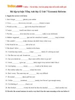 Bài tập tự luận Tiếng Anh lớp 12 Unit 7 Economic Reforms