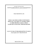 Nâng cao chất lượng tuyển dụng nhân lực tại công ty cổ phần nhựa và môi trường xanh an phát tại huyện nam sách, tỉnh hải dương 