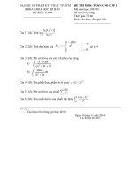 ĐỀ THI TOÁN CAO CẤP 1