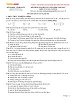 Đề thi học kì 1 môn Vật lý lớp 10 Sở GD&ĐT Vĩnh Phúc năm học 2016 - 2017