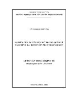 Nghiên cứu quyền tự chủ trong quản lý tài chính tại bệnh viện mắt thái nguyên 
