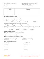 Đề thi học kì 1 lớp 5 môn Toán trường tiểu học An Phú Tân A, Trà Vinh năm 2016 - 2017