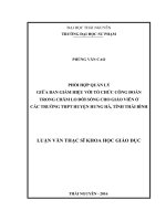 Phối hợp quản lí giữa ban giám hiệu và tổ chức công đoà n trong chăm lo đời sống cho giáo viên ở các trường THPT huyện hưng hà, tỉnh thái bình 