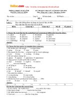 Đề thi học kỳ 1 môn tiếng Anh lớp 8 trường THCS Lê Bình, Hà Tĩnh năm học 2015 - 2016