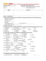 Đề kiểm tra 1 tiết môn Tiếng Anh lớp 8