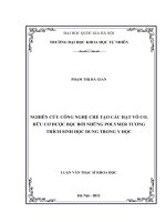 Nghiên cứu công nghệ chế tạo các hạt vô cơ, hữu cơ được bọc bởi những polymer tương thích sinh học dung trong y học (luận văn thạc sĩ)