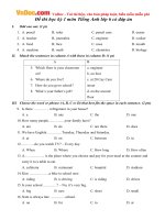 Đề thi học kỳ 1 môn Tiếng Anh lớp 6 có đáp án