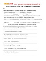 Bài tập tự luận Tiếng Anh lớp 9 Unit 8 Celebrations