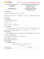 Đề thi học kì 1 môn Toán lớp 10 Sở GD&ĐT Nam Định năm học 2016 - 2017