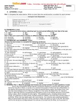 Đề kiểm tra 1 tiết HK1 Tiếng Anh lớp 12 năm học 2016 - 2017 (Lần 1)