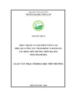 Thực trạng và giải pháp nâng cao hiệu quả công tác thẩm định và đánh giá tác động môi trường trên địa bàn tỉnh Thanh Hóa