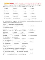 Bài tập trắc nghiệm Tiếng Anh lớp 8 Unit 8 Country Life And City Life có đáp án