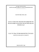 Quản lý thuế thu nhập doanh nghiệp đối với doanh nghiệp ngoài quốc doanh trên địa bàn tỉnh bắc kạn 