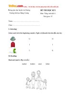 Bộ Đề thi học kỳ 1 môn Tiếng Anh lớp 1 trường Tiểu học Đặng Cương, Hải Phòng có đáp án