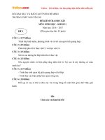 Đề thi học kì 1 môn Sinh học lớp 11 trường THPT Nguyễn Du, TP Hồ Chí Minh năm học 2016 - 2017