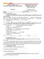 Đề thi học kỳ 1 môn Tiếng Anh lớp 6 trường THCS Thanh Kim, Sa Pa năm học 2016 - 2017 có đáp án