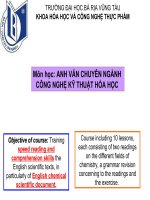 ANH VĂN CHUYÊN NGÀNH CÔNG NGHỆ KỸ THUẬT HÓA HỌC