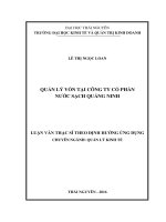 QUẢN LÝ VỐN TẠI CÔNG TY CỔ PHẦN NƯỚC SẠCH QUẢNG NINH