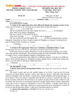 Đề thi học kỳ 1 môn Tiếng Anh lớp 7 trường THCS Thanh Kim, Sa Pa năm học 2016 - 2017 có đáp án