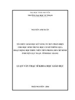 Tổ chức giáo dục kỹ năng tư duy phản biện cho học sinh trung học cơ sở thông qua hoạt động đội TNTP hồ chí minh ở huyện lục ngạn, tỉnh bắc giang 