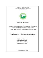 Nghiên cứu tình hình gà mắc bệnh cầu trùng ở một số xã thuộc huyện phú lương   tỉnh thái nguyên và biện pháp phòng trị 