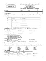 DE THI HK I TIENG ANH 7 THI DIEM (2016 2017) SGD BAC GIANG