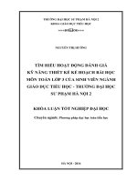 Tìm hiểu hoạt động đánh giá kỹ năng thiết kế kế hoạch bài học môn toán lớp 3 của sinh viên ngành giáo dục tiểu học   trường đại học sư phạm hà nội 2 