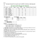 Bài 7:Tạo tập tin KetquaTS.xls trong thư mục Excel2003 với nội dung và định dạng như sau:KẾT QUẢ TUYỂN SINH ĐẠI HỌC NĂM 2001