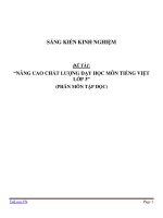 sáng kiến kinh nghiệm NÂNG CAO CHẤT LƯỢNG dạy học môn TIẾNG VIỆT lớp 3 
